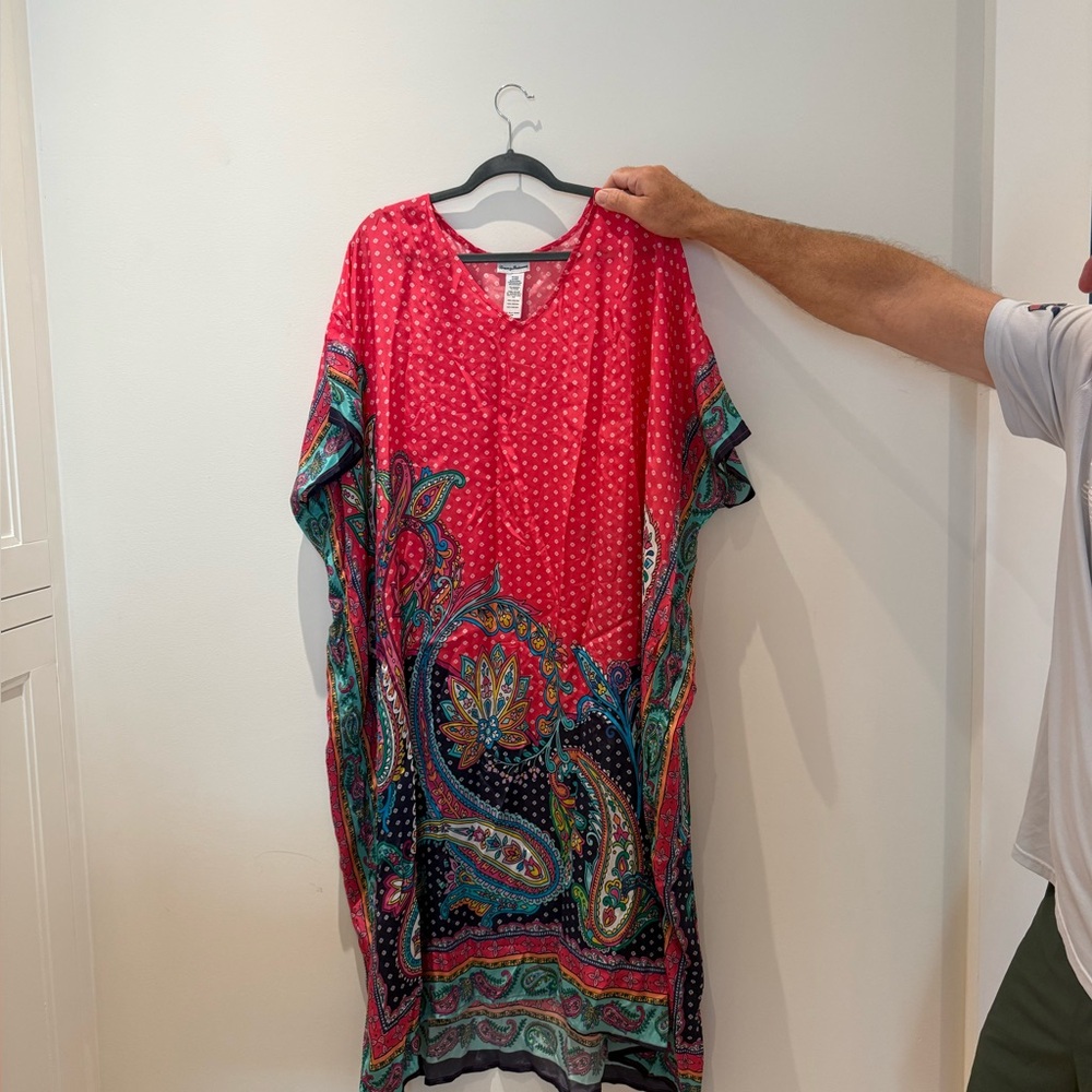 Coral Paisley V-Neck Long Caftan Tommy Bahama